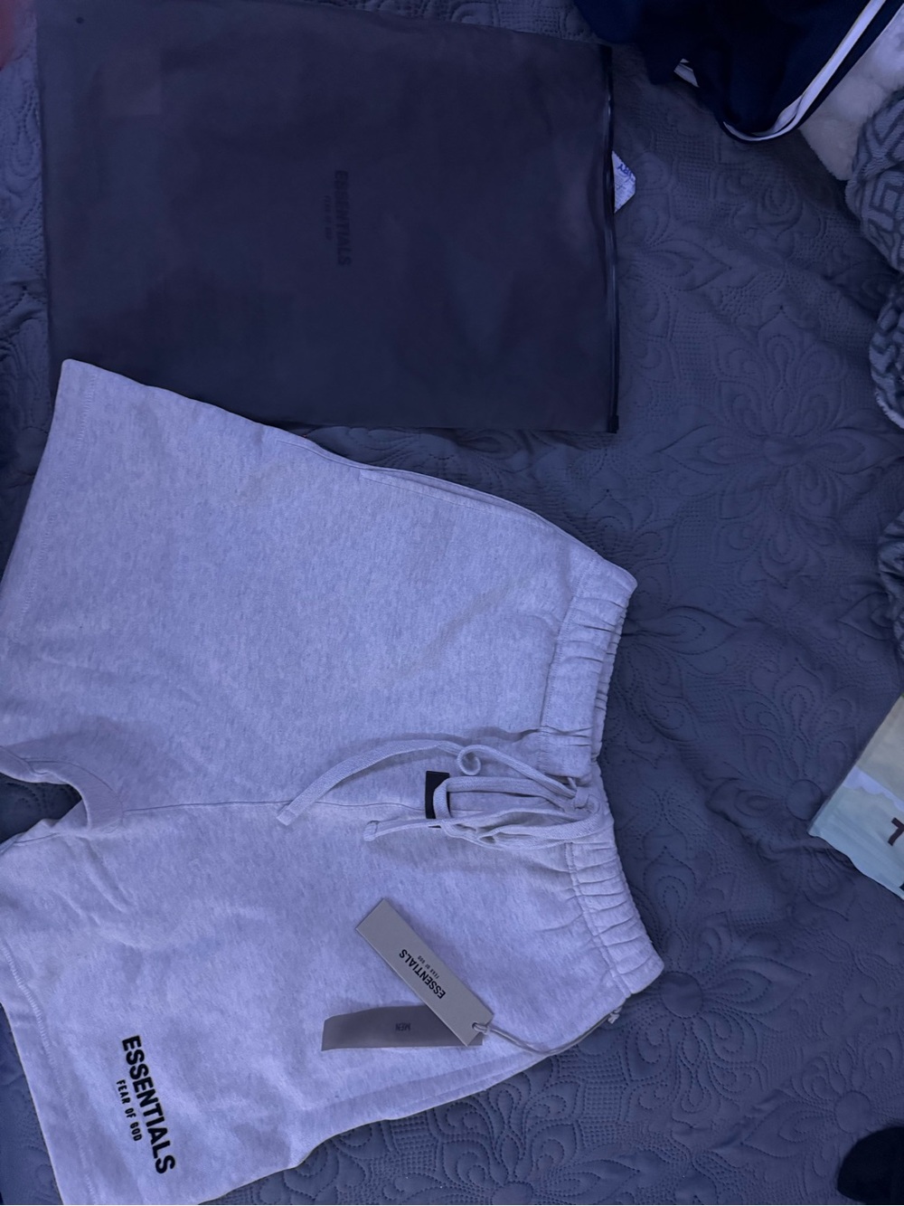 Essentials Kids Light Gray Sweat Shorts with Drawstring
